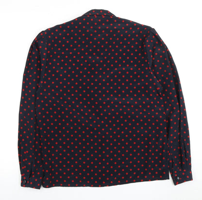 Jaeger Women's Black Polka Dot Button-Up Blouse - Size 12
