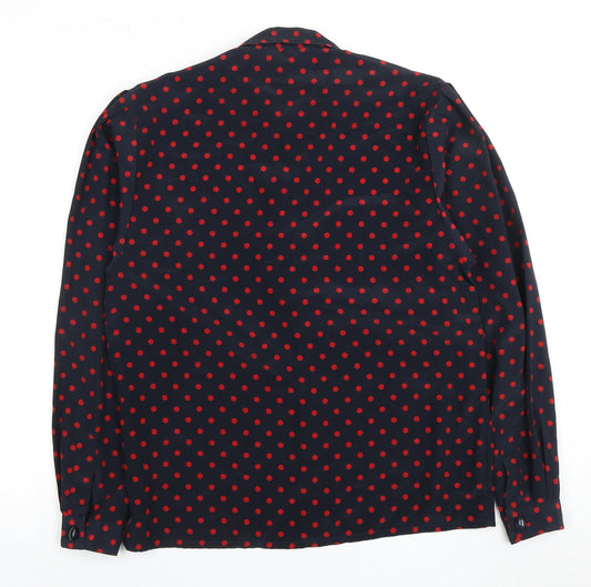 Jaeger Women's Black Polka Dot Button-Up Blouse - Size 12