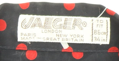 Jaeger Women's Black Polka Dot Button-Up Blouse - Size 12