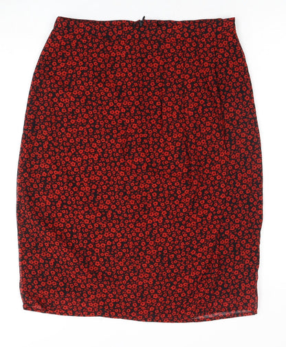 Hush Women's Red Floral Knee Length Pencil Skirt