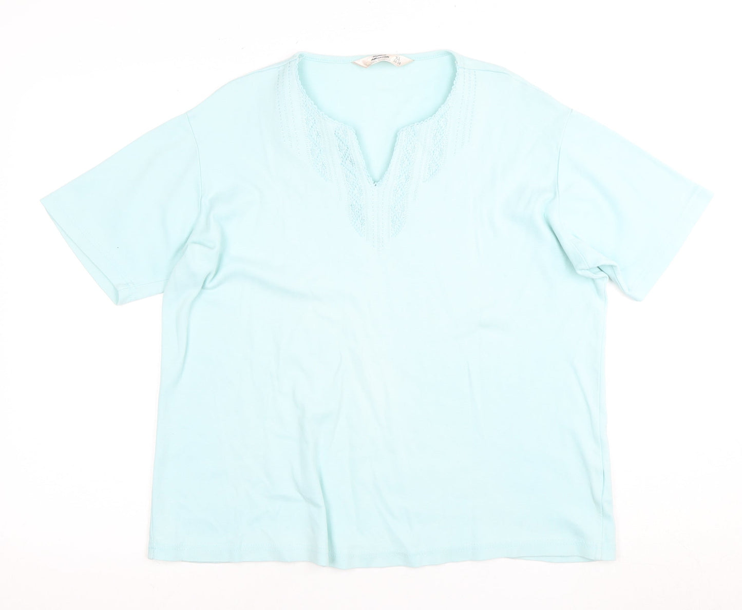 Millburn Women's Blue V-Neck Cotton T-Shirt, Size 22