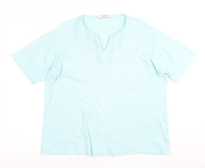 Millburn Women's Blue V-Neck Cotton T-Shirt, Size 22