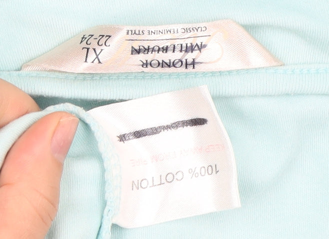 Millburn Women's Blue V-Neck Cotton T-Shirt, Size 22