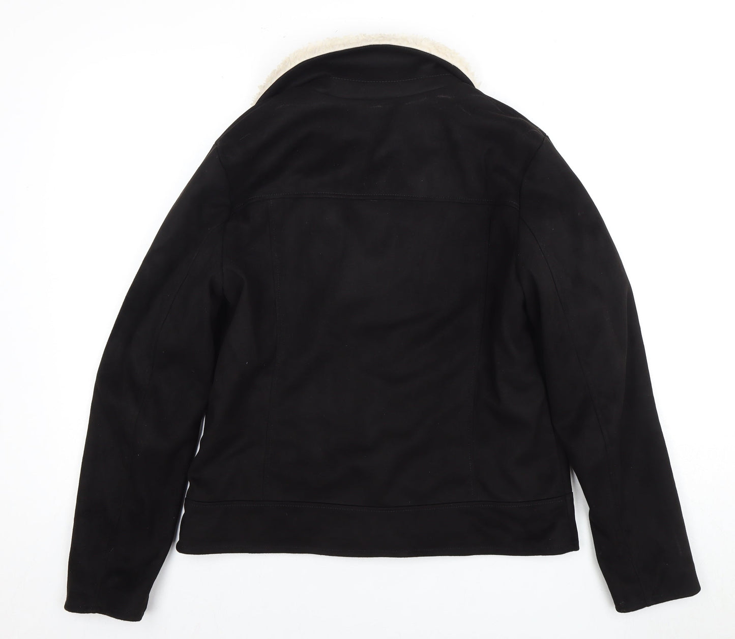 Womens UK Size L Jacqueline de Yong Black Motorcycle Jacket