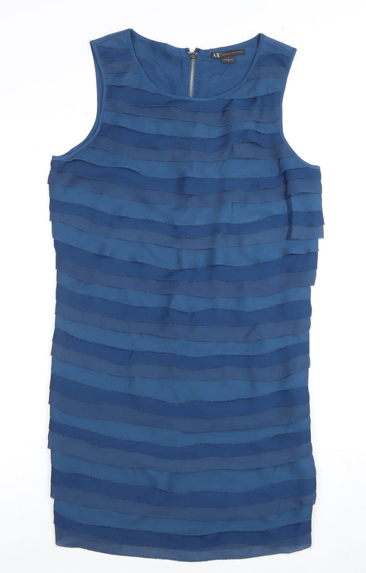 Armani Exchange Women's Blue Shift Dress, Size 6, Sleeveless