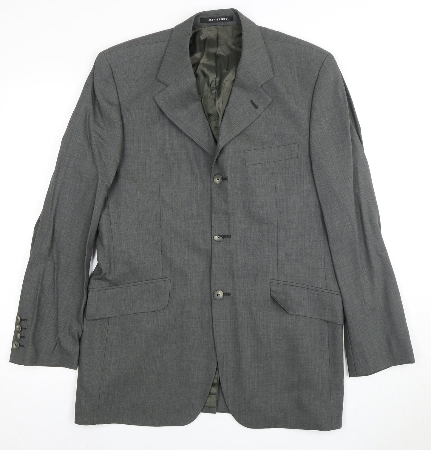 Mens UK Size 38 Jeff Banks Regular Grey Suit Jacket