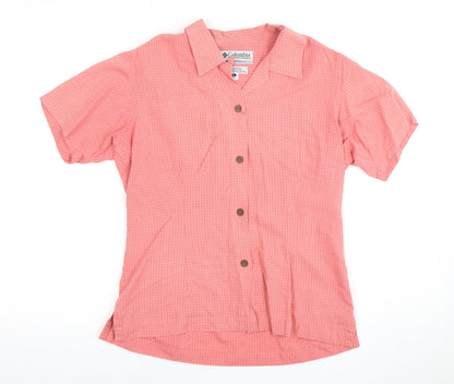 Columbia Women's Pink Button-Up Shirt, Size S, Elegant Casual Wear
