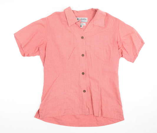 Columbia Women's Pink Button-Up Shirt, Size S, Elegant Casual Wear