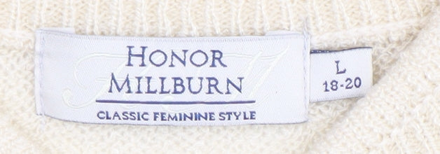 Womens UK Size L Honor Millburn Ivory Henley Jumper