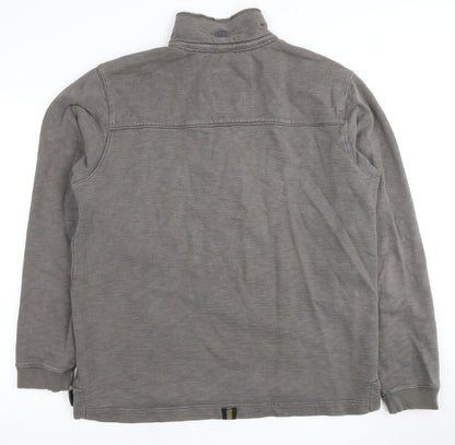 White Stuff Men's Grey High Neck 1/2 Zip Sweatshirt