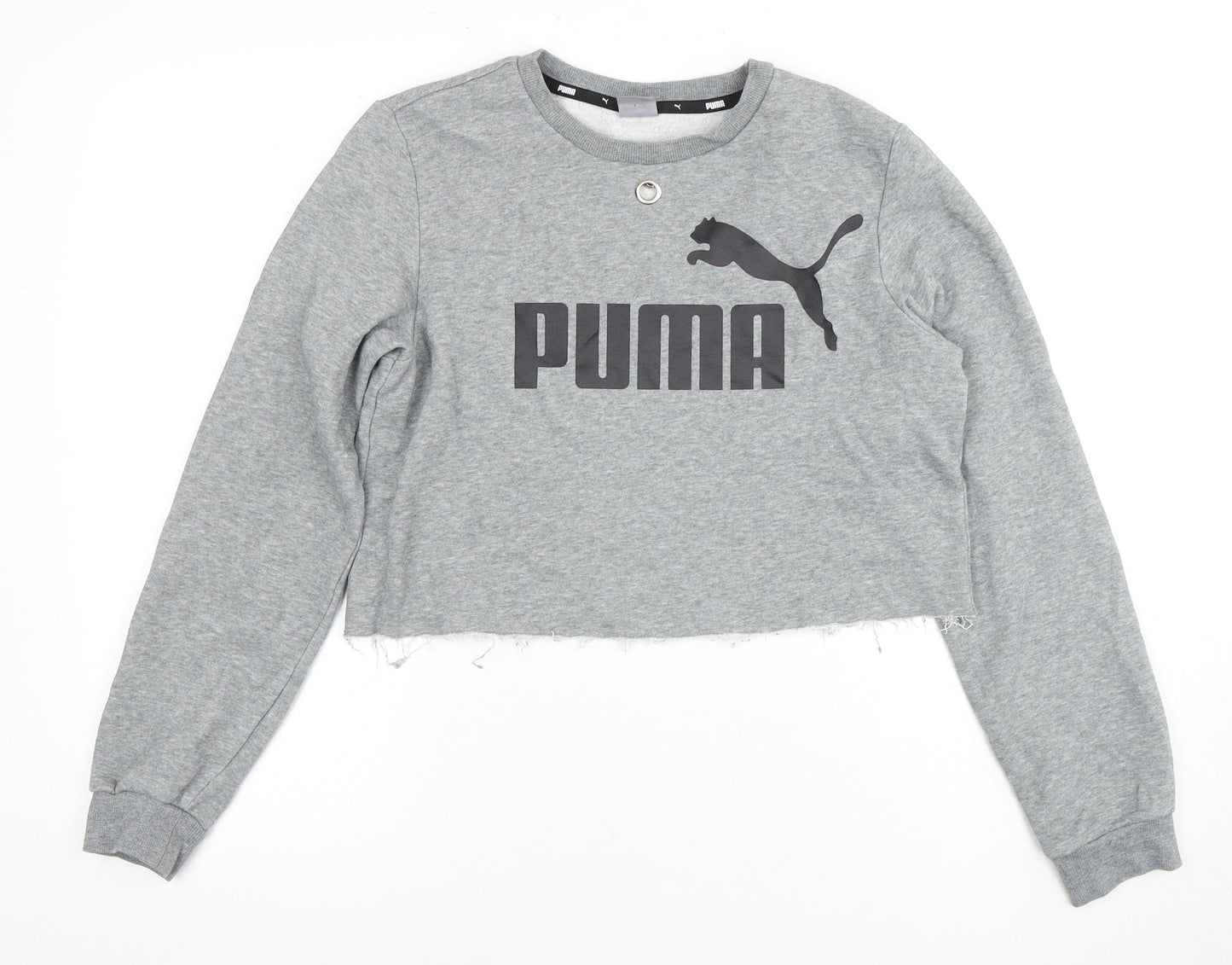 Puma Girls Grey Cropped Pullover Hoodie Size 14-15