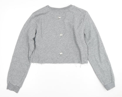 Puma Girls Grey Cropped Pullover Hoodie Size 14-15