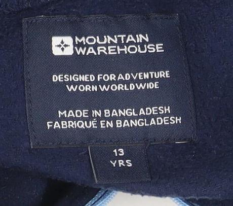 Mountain Warehouse Boys Blue Fleece Zip-Up Hoodie Jacket 13Y