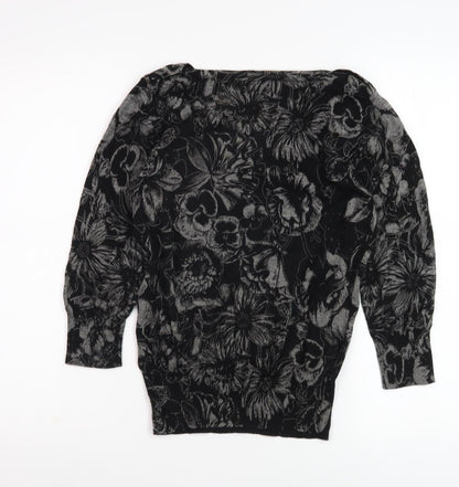 Next Women's Black Jumper Size 10 Floral Pattern