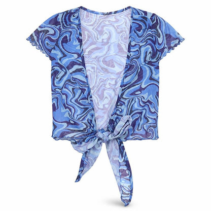 Womens UK Size 8 No Brand Blue Wrap Blouse