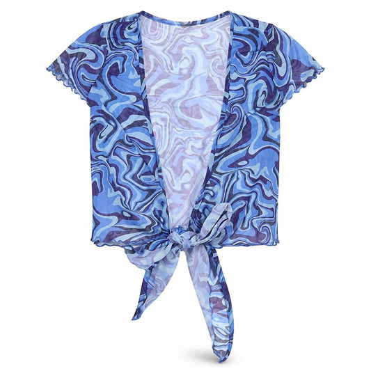 Womens UK Size 8 No Brand Blue Wrap Blouse