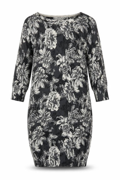 Next Women's Black Floral Knee-Length Shift Dress