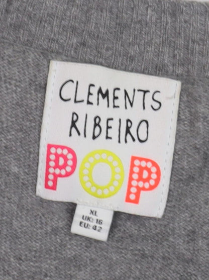 Clements Ribeiro Women's Grey Star Cardigan XL