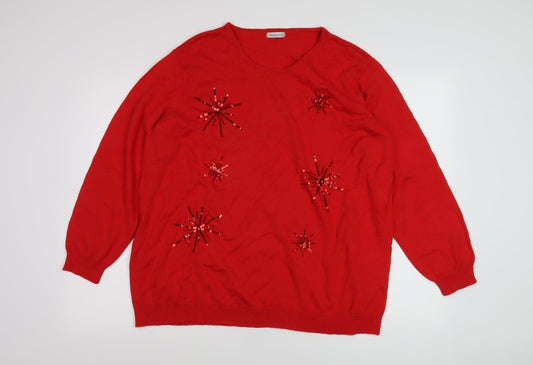 Damart Women's Red Sequin Jumper 2XL
