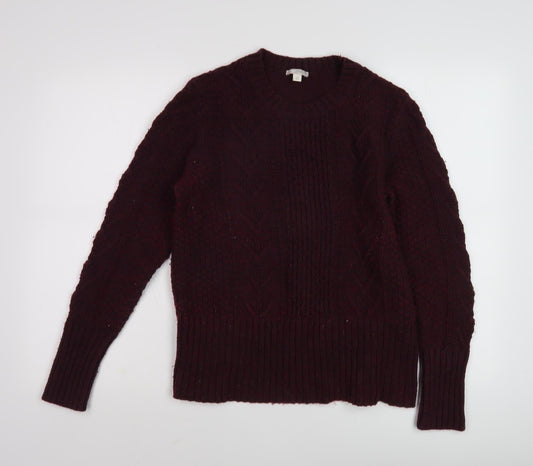 Gap Women's Red Cable-Knit Pullover Jumper L