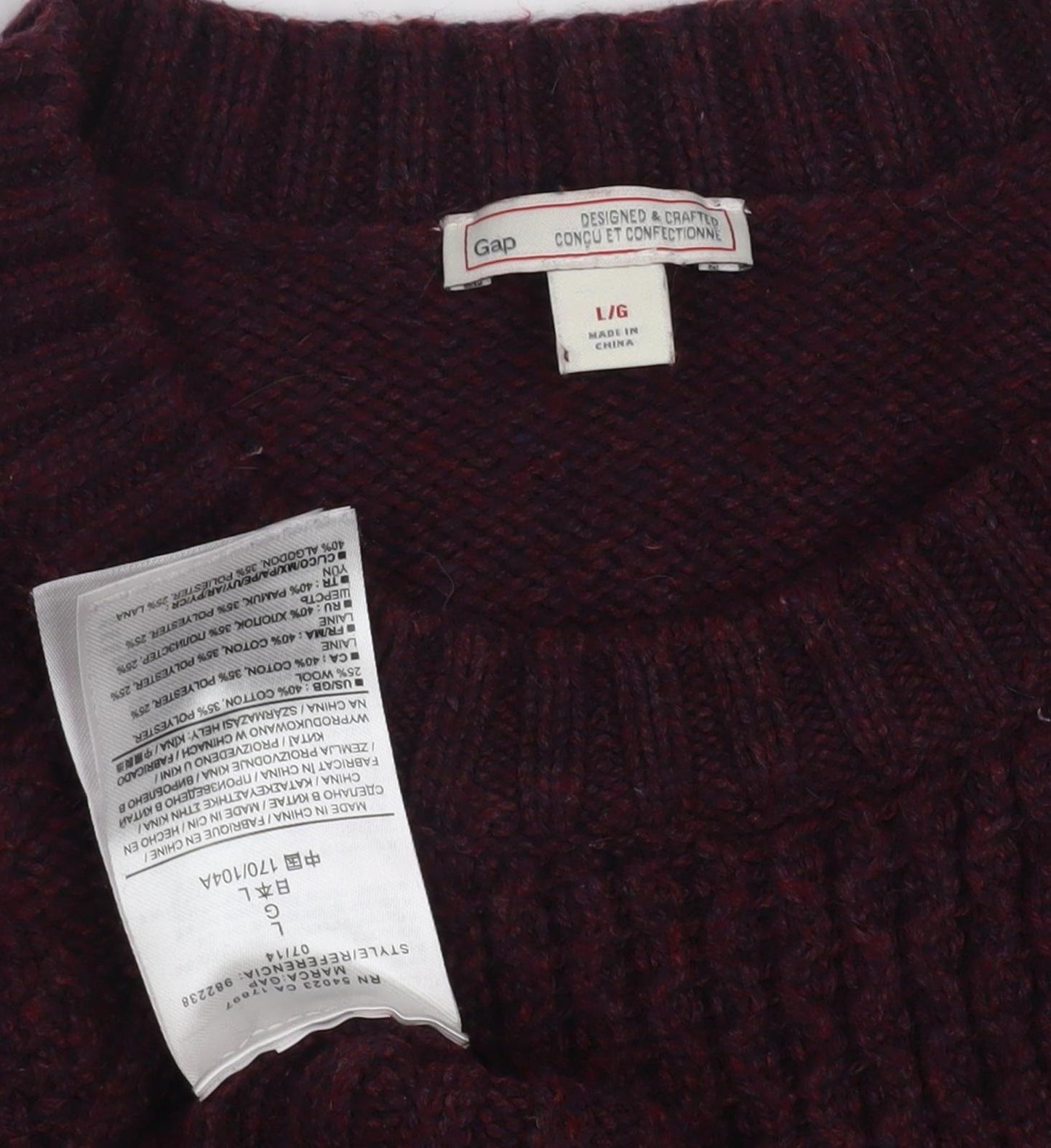 Gap Women's Red Cable-Knit Pullover Jumper L