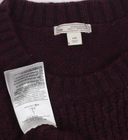 Gap Women's Red Cable-Knit Pullover Jumper L