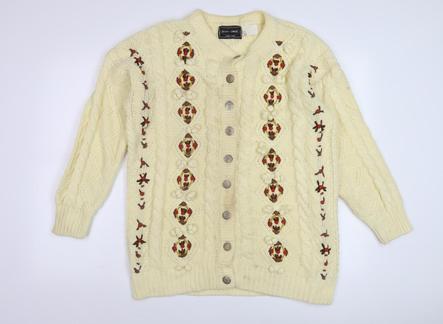 Avant Garde Women's Ivory Cable-Knit Cardigan - One Size