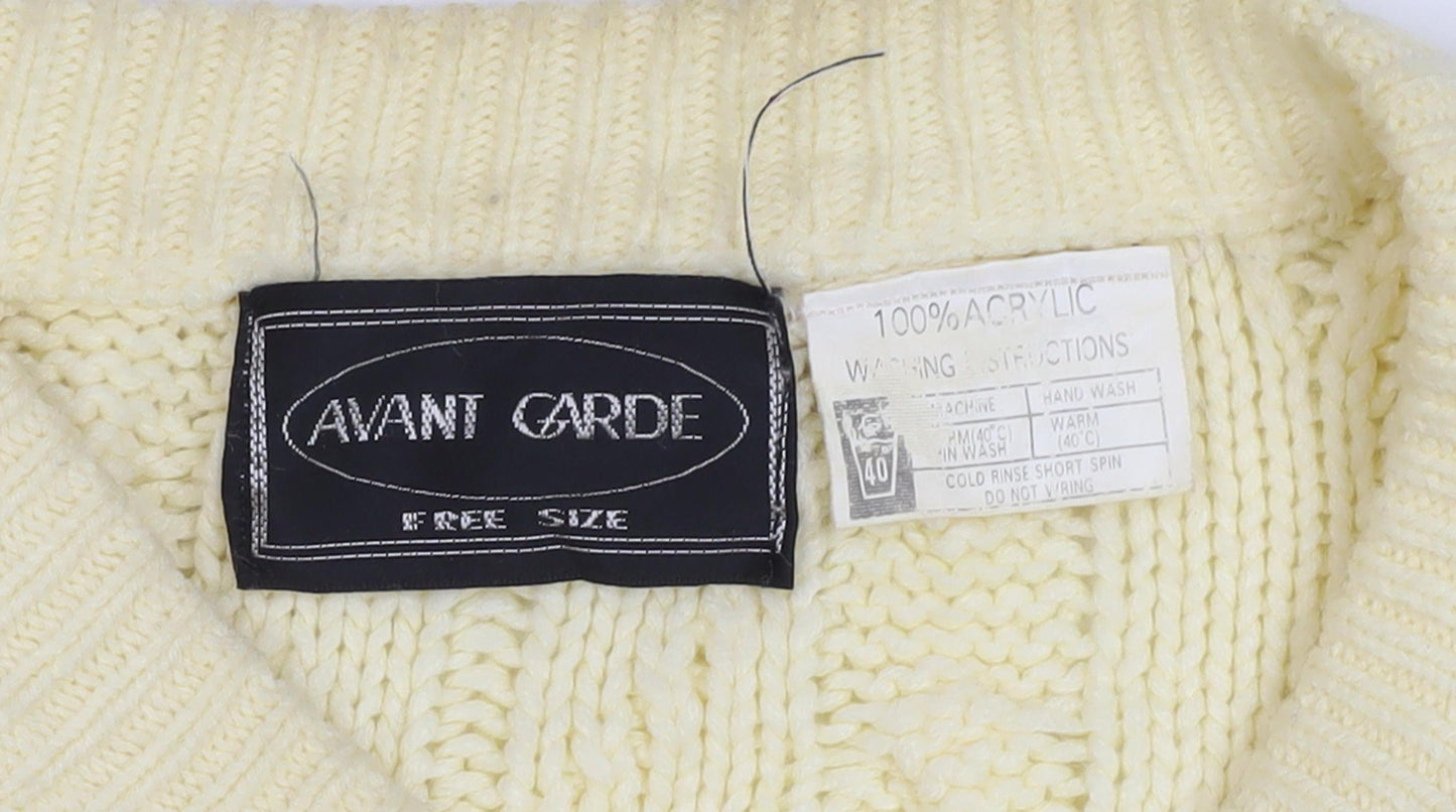 Avant Garde Women's Ivory Cable-Knit Cardigan - One Size
