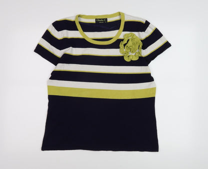Claudia C Women's Multicoloured XL Striped Pullover