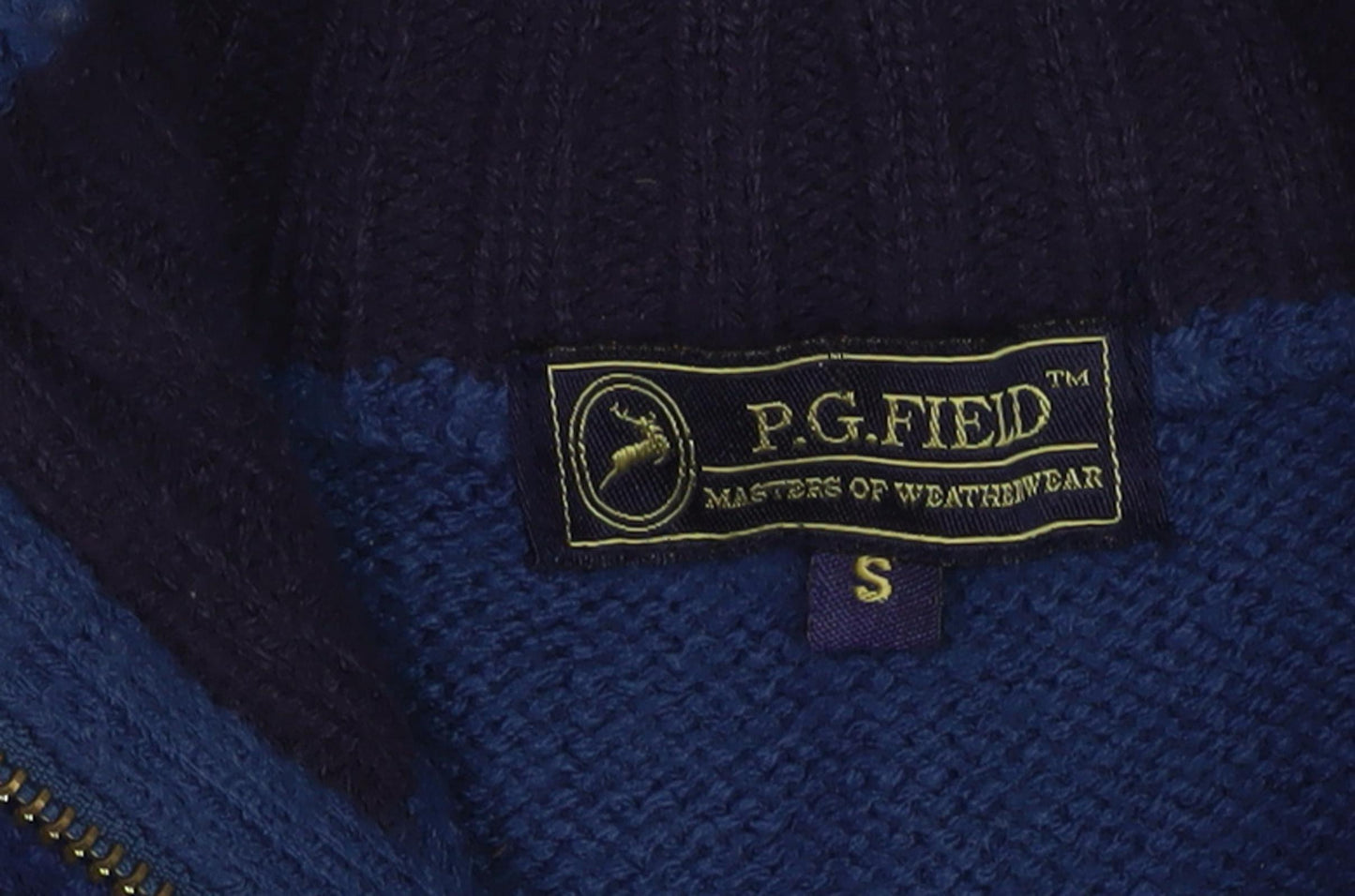 P.G. Field Men's Blue S Full Zip Wool Jumper