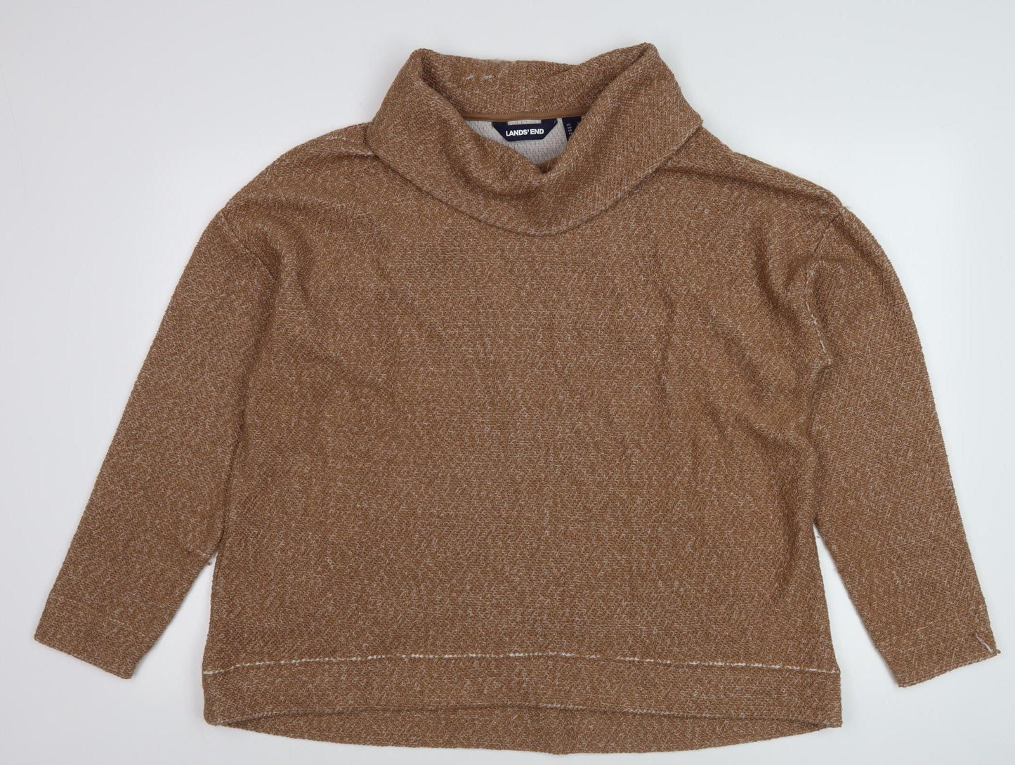 Lands' End Women's Brown Cowl Neck Pullover Jumper L