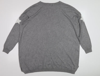 Zoe & Co Women's Grey Star Pattern Wool Pullover, M