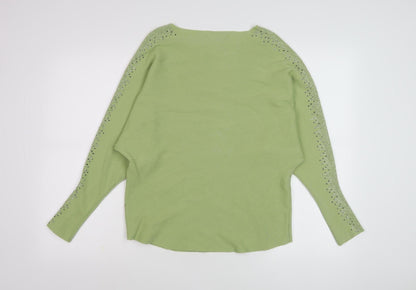 Geo London Women's Green S Poncho Beaded Sleeveless