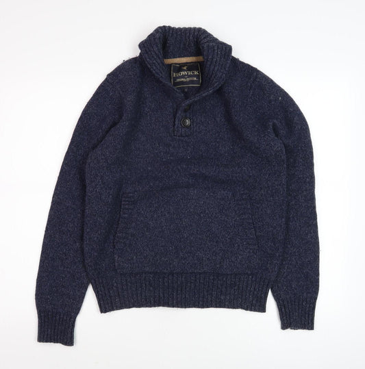 Howick Men's Blue Wool Henley Jumper, Size S