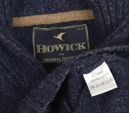 Howick Men's Blue Wool Henley Jumper, Size S