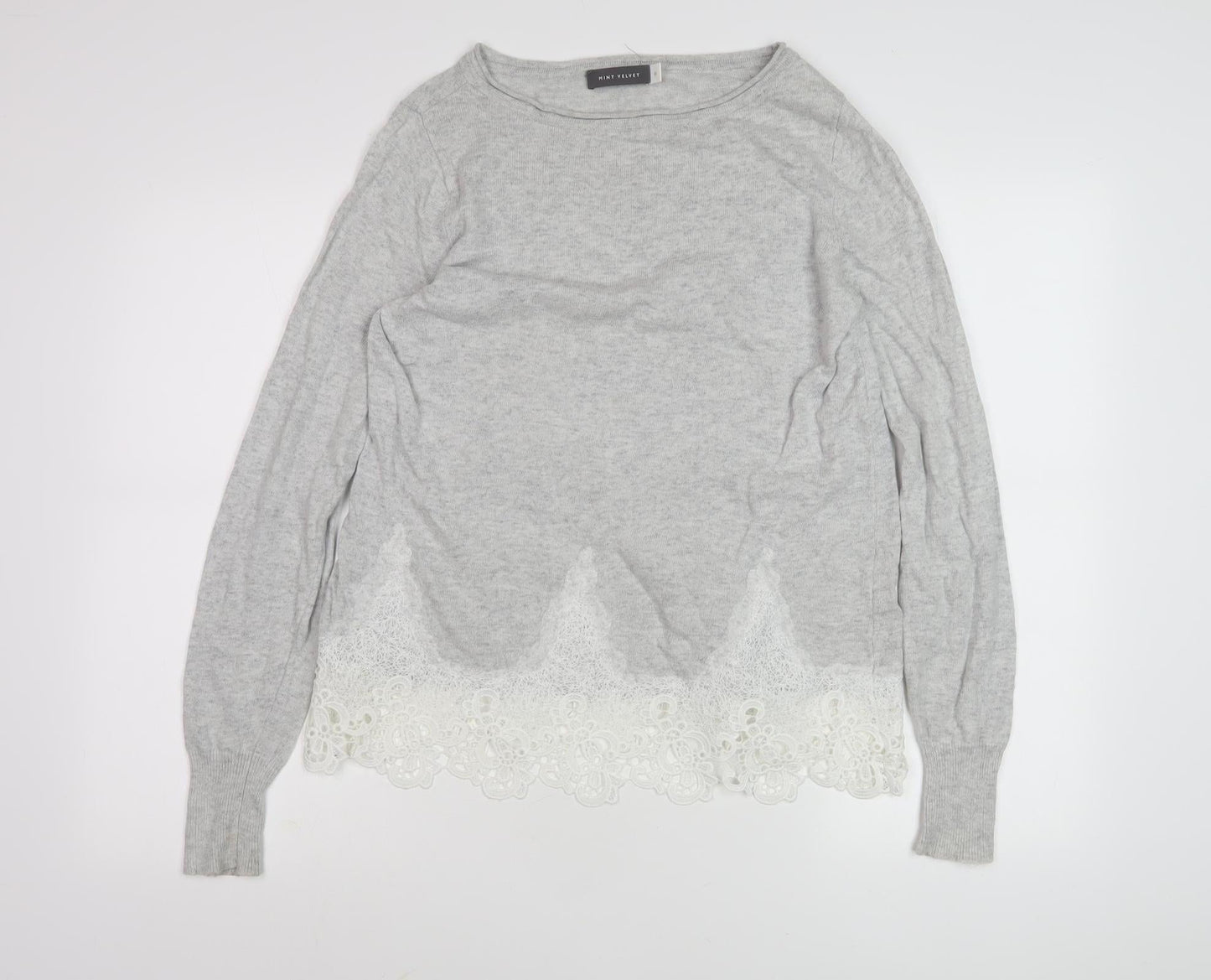 Womens UK Size 10 Mint Velvet Grey Pullover Jumper
