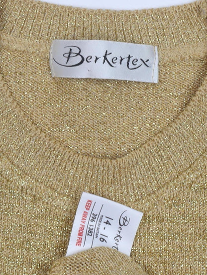 Berketex Women's Gold Pullover, Size 14-16, Vintage