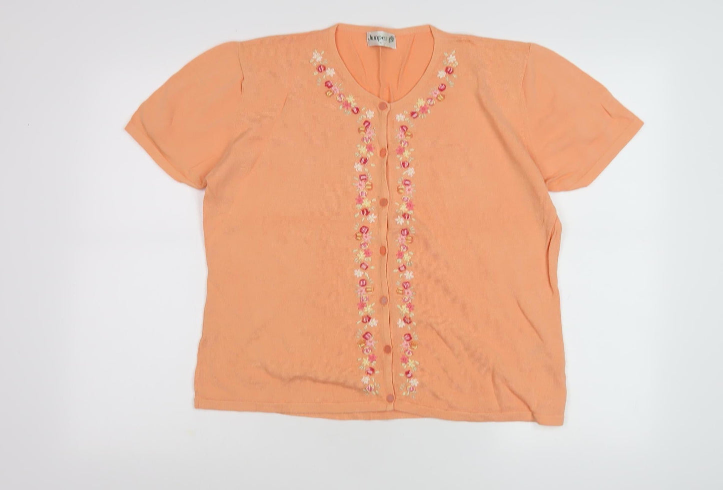 Womens UK Size L Jumper Orange Cardigan Jumper