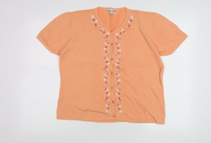 Womens UK Size L Jumper Orange Cardigan Jumper