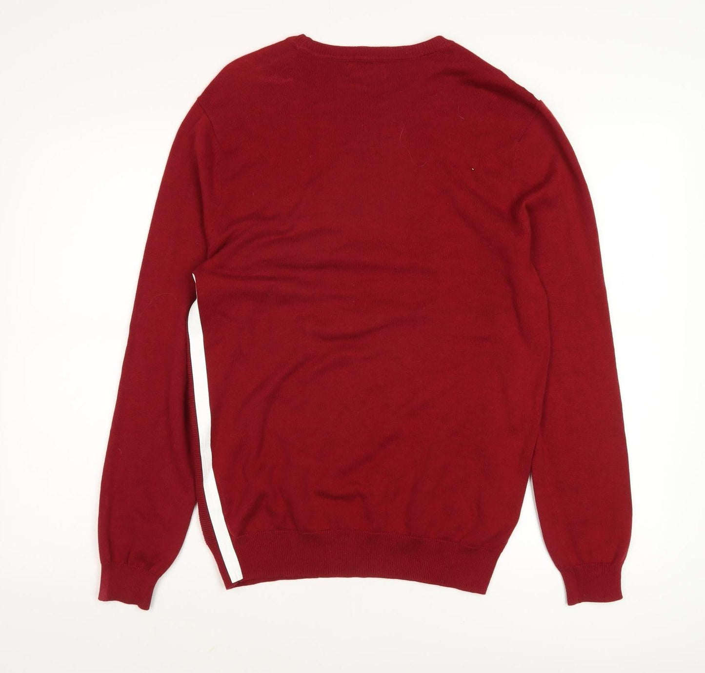 Zara Men's Red Crew Neck Jumper - Long Sleeve Cotton