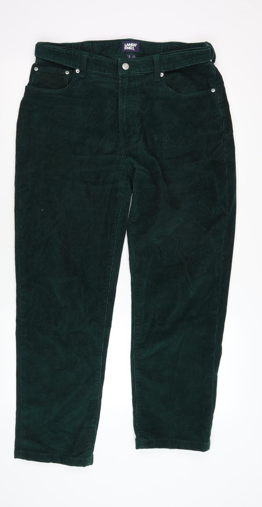 Lands' End Men's Green Corduroy Trousers - Size 34