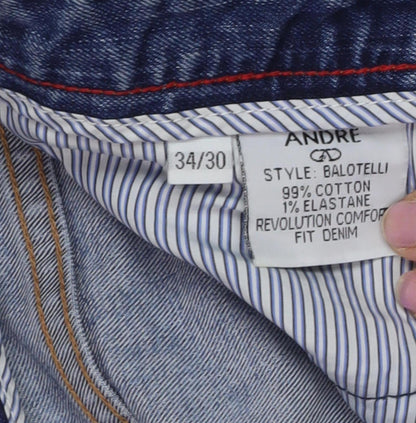 Andre Blue Women's Straight Jeans Size 34 With Comfort Fit