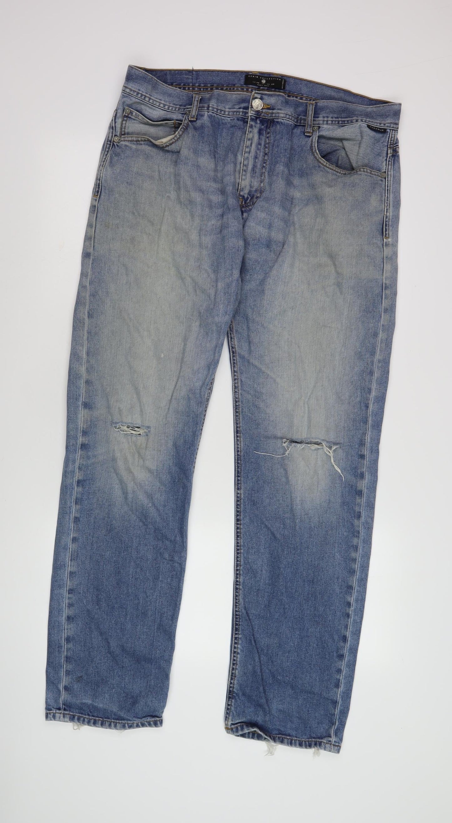 Zara Men’s Blue Distressed Straight Jeans 38