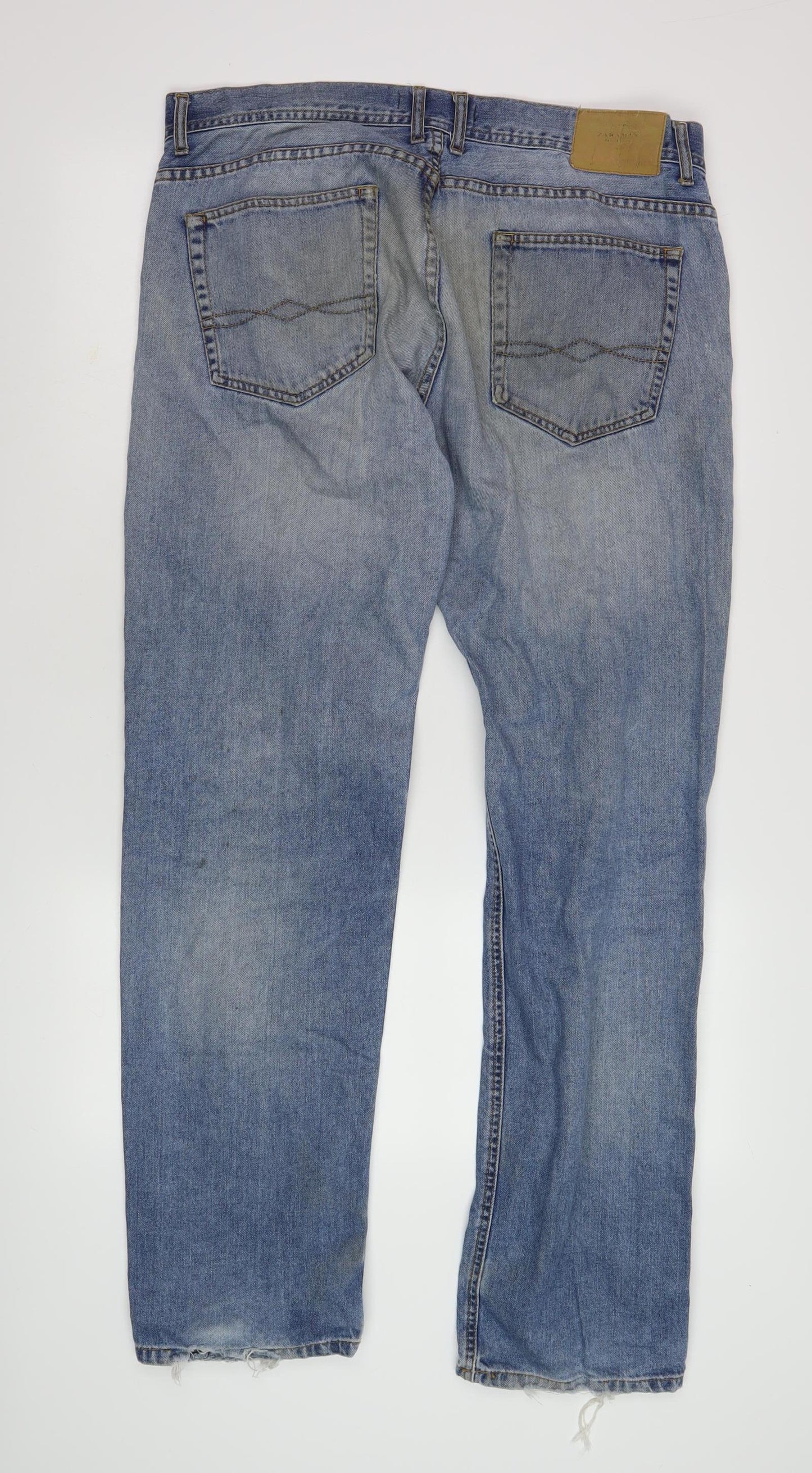 Zara Men’s Blue Distressed Straight Jeans 38