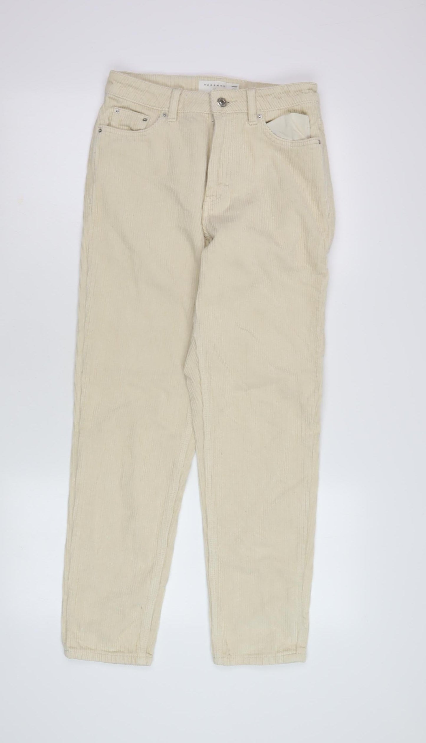 Topshop Women's Ivory Corduroy Trousers Size 10