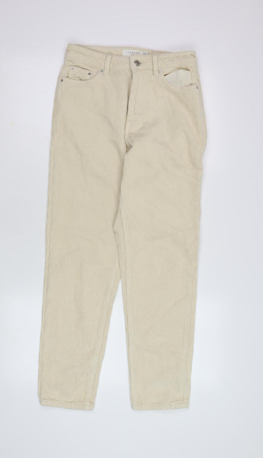 Topshop Women's Ivory Corduroy Trousers Size 10