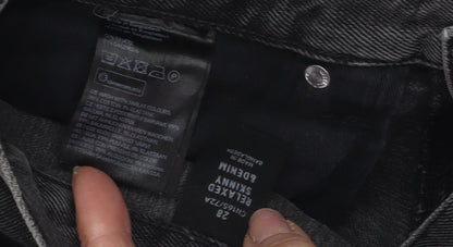 Men's Black Skinny Distressed Jeans Size 28