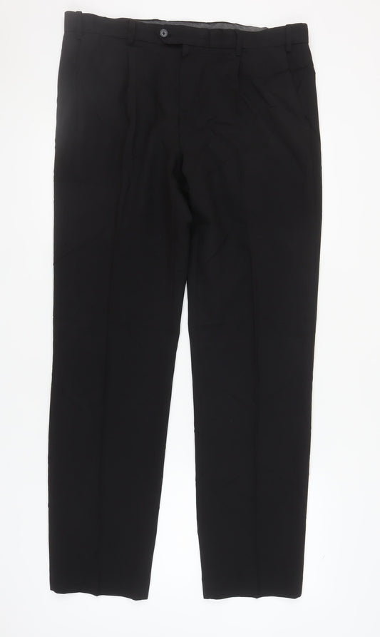 Marks and Spencer Men's Black Straight Leg Trousers 38