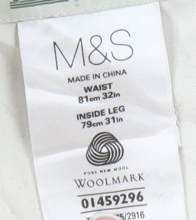 Marks and Spencer Men's Black Wool Dress Trousers 32