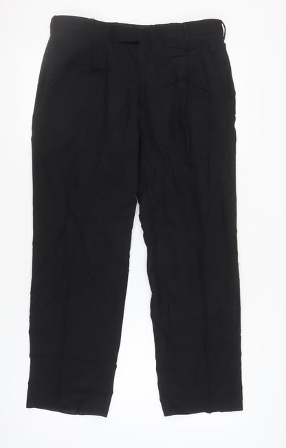 Next Men's Black Trousers, 34S, Wool Blend